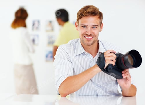 Preview: Young photographer with camera