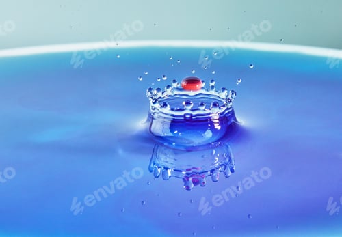 Preview: Abstract background color water splash, collision of colored drops and crown creation, concept