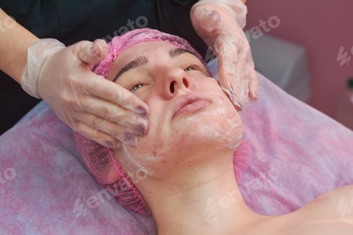 Preview: Face peeling, hands of cosmetician