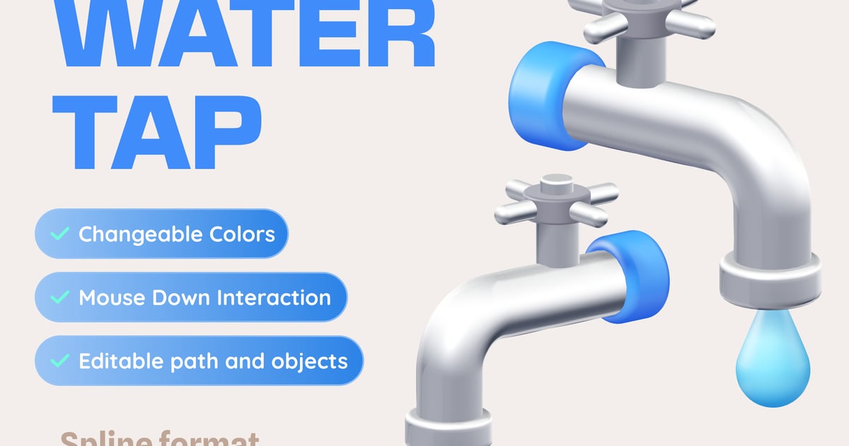 Stylized 3D Water Tap with Drop Effect 3D, Incl. 3d animation & energy ...
