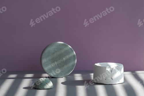 Preview: Grey and white plaster podiums of different sizes for the presentation of your products