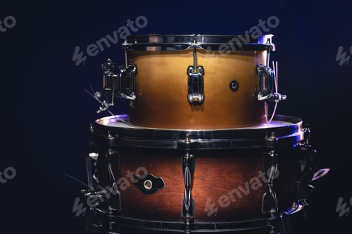 Preview: Drums on a dark background isolated, percussion instruments.