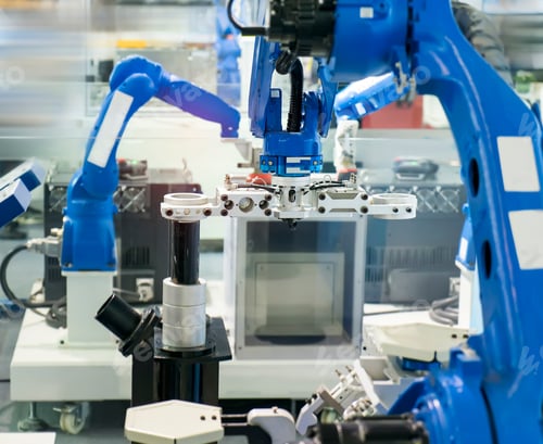 Preview: Robotic Machine Tool In Industrial Manufacture Plant,Smart Factory Industry 4.0 Concept.