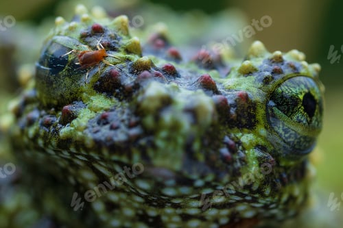 Preview: Close-up of a Vietnamese frog with green and brown skin