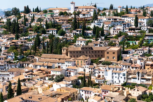 Preview: Beautiful view of a cityscape with Alhambra Palace in Granada, Spain
