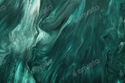 Preview: Fluid Art. Liquid Velvet Jade green abstract drips and wave. Marble effect background or texture