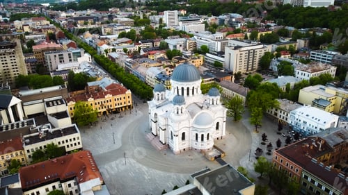 Preview: Aerial shot of the Church of St. Michael the Archangel in Kaunas