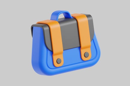 Preview: Briefcase blue orange cartoon style