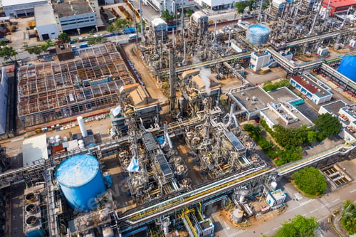 Preview: Tai Po, Hong Kong 19 May 2019: Top view of Hong Kong industrial factory
