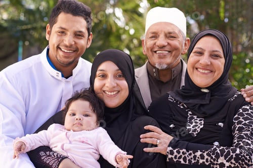 Preview: Their family is blessed. A muslim family enjoying a day outside.