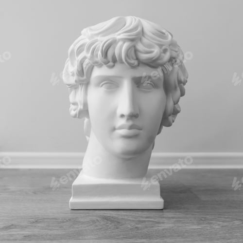 Preview: White plaster bust sculpture portrait young man
