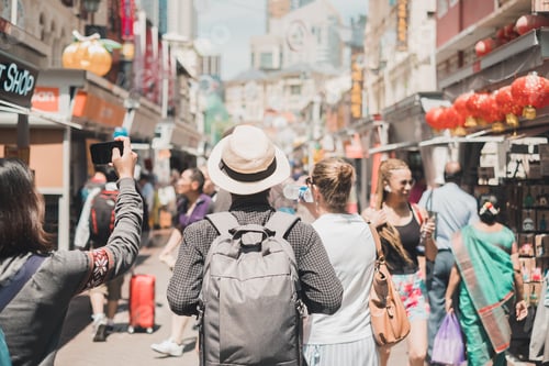 Preview: traveler walking at Chinatown street market in Singapore.
