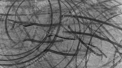 Preview: Tire track mark on asphalt tarmac road race track texture and background, Abstract background.