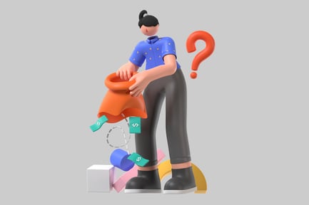 Preview: Stylized Character with Money Bag and Question Mark