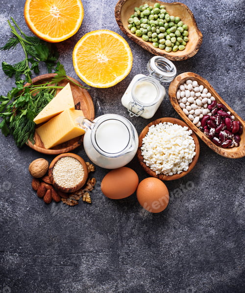 Preview: Set of food that is rich in calcium.