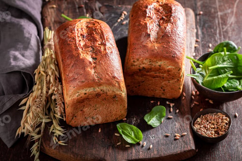 Preview: Homemade spinach bread baked in a home oven.
