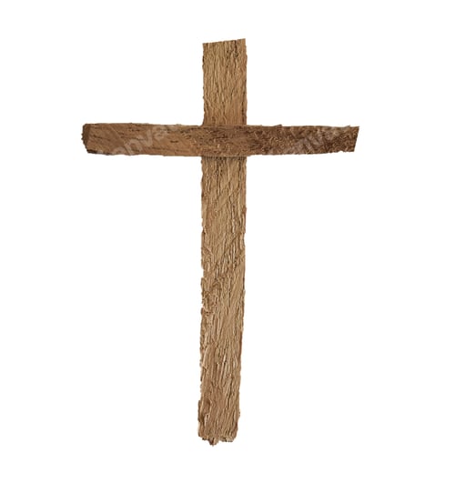 Preview: Old wood cross isolated on white background.