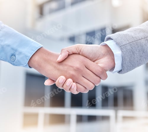 Preview: Success, handshake and agreement on deal with partner, businessman or b2b meeting, collaboration an