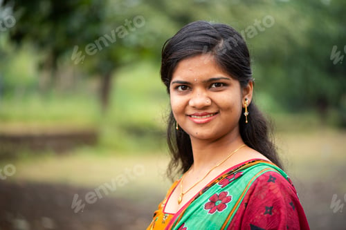 Preview: Portrait of Happy young beautiful Indian woman