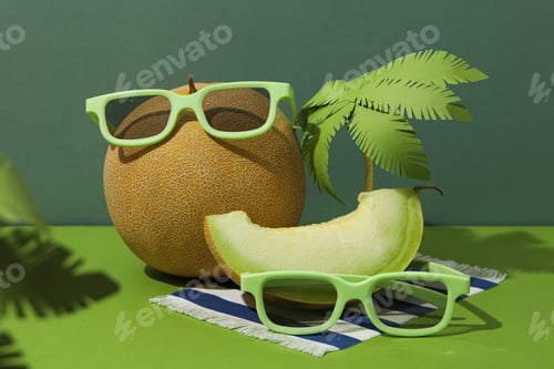 Preview: Juicy and tasty summer time fruit concept - melon