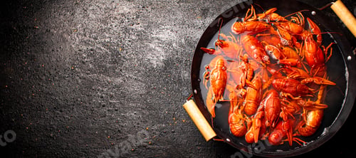 Preview: Boiled crayfish in a pot of water.
