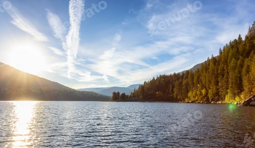 Preview: Scenic View of Kootenay River. Sunny Fall Season Sunset