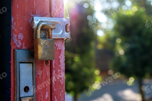 Preview: Close-up view of lock on the red door