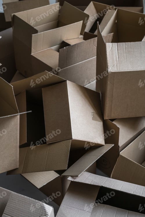 Preview: Pile of paper cardboard boxes