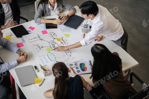 Preview: Team meeting in modern office design planning ideas.
