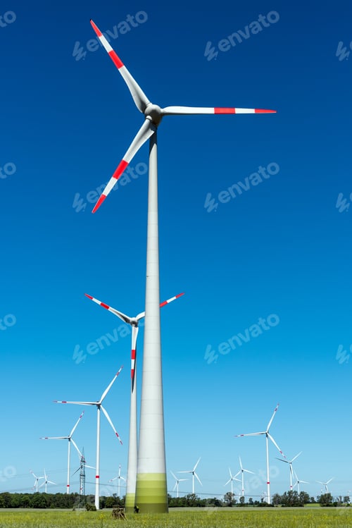 Preview: Wind energy plants on a sunny day