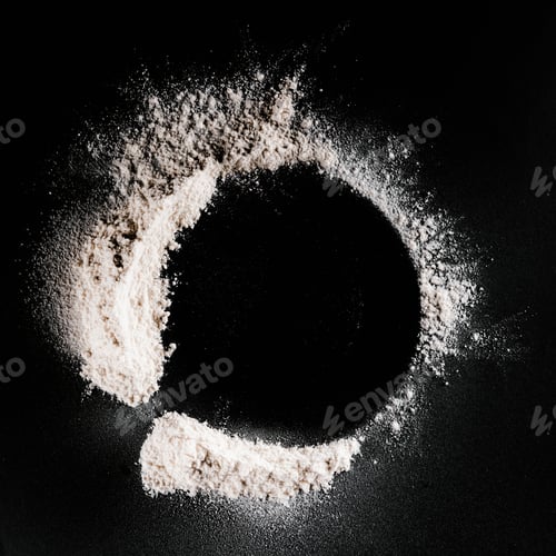 Preview: top view of flour on black surface