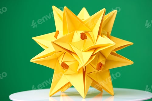 Preview: Yellow stellated origami on green