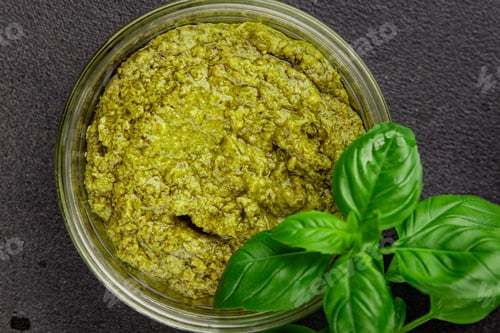 Preview: Pesto sauce basil, olive oil, parmesan, pine nuts, garlic natural product tasty snack food