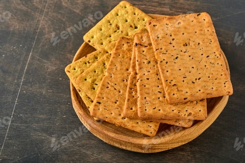 Preview: Cracker with flax seeds and oat bran rectangular shape for healthy, dietary and balanced diet on dar