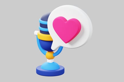 Preview: Cartoon microphone with heart speech bubble
