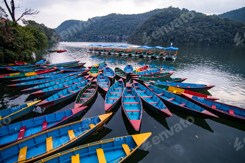 Preview: Landscape view of Phewa lake in Pokhara, Nepal.