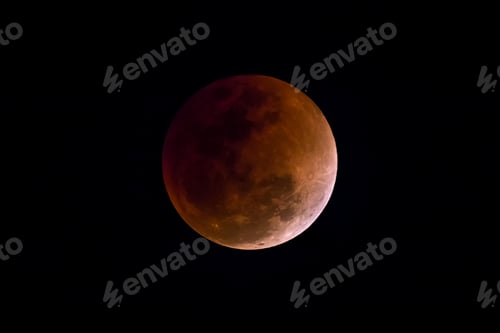 Preview: Blood Moon in the lunar eclipse and also a Blue Moon and super moon isolated on black background