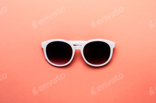 Preview: Women's sunglasses in white rim on living coral background