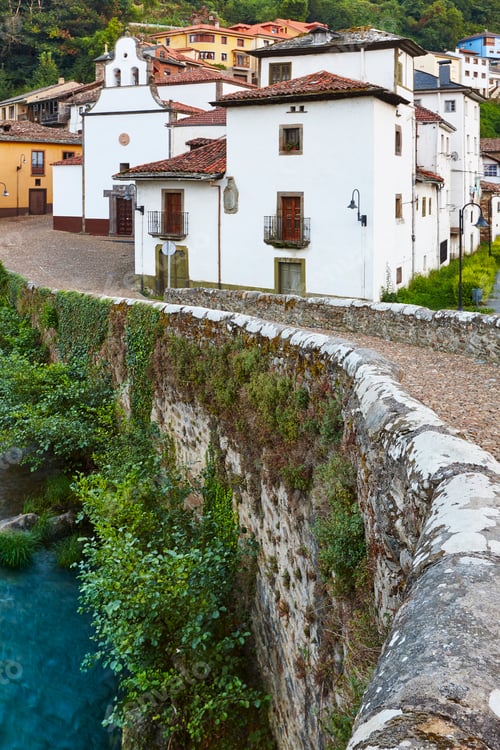 Preview: Traditional village in Asturias with stone bridge, Cangas Narcea. Spain