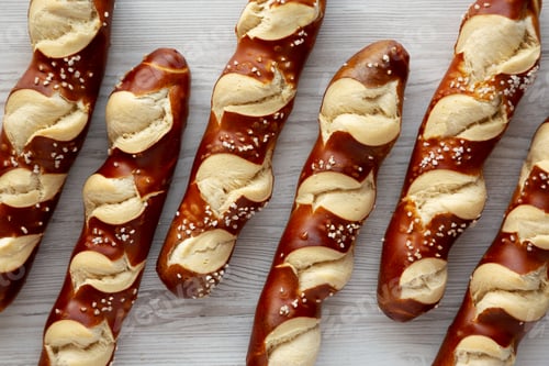 Preview: Homemade Soft Pretzel Sticks with Salt Ready to Eat