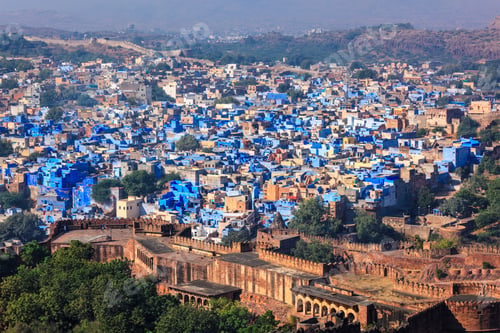 Preview: Aerial view of Jodhpur Blue City. Jodphur, Rajasthan, India
