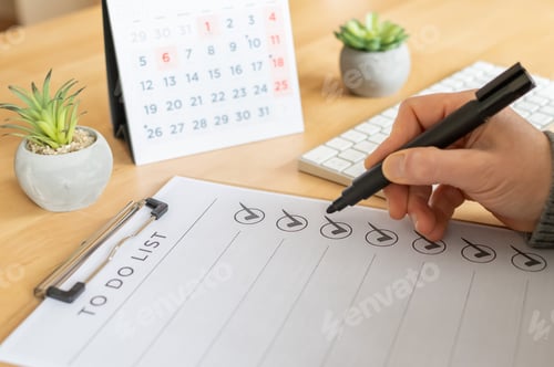 Preview: Person checking off completed items on to-do list