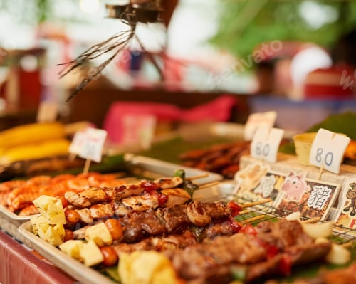 Preview: The choice is yours. Shot of delicious food on display in a Thai food market.