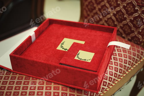 Preview: red textile wedding photo book album