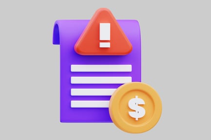 Document icon with warning symbol and currency indicator