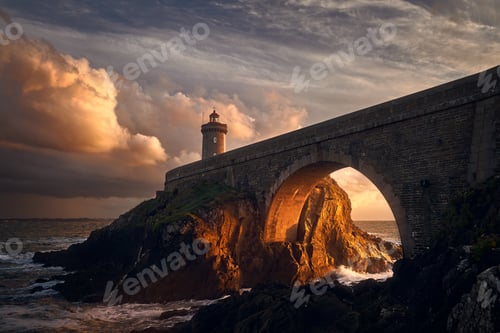 Preview: Sunset on the ark of a lighthouse