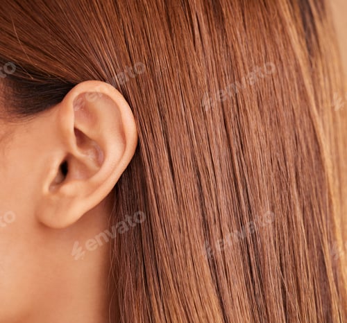 Preview: Haircare, beauty closeup and woman with straight hair, brunette extension or highlights. Balayage,