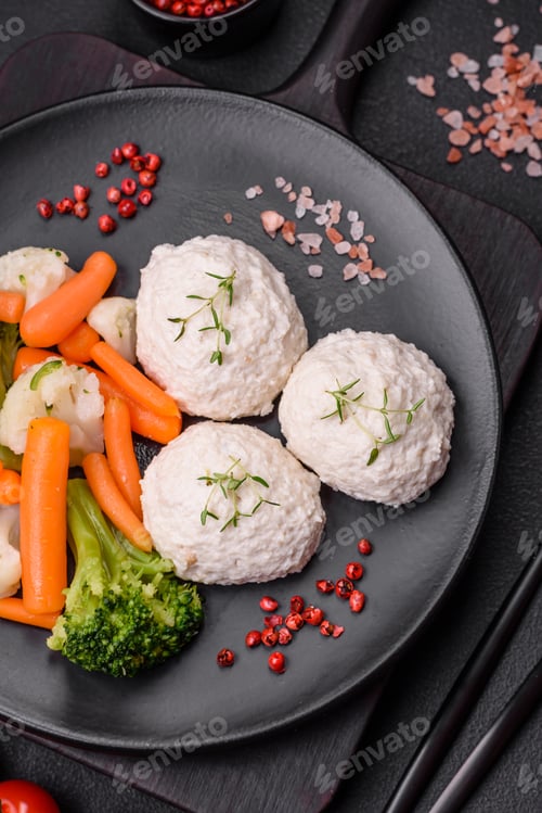 Preview: Delicious healthy steamed chicken cutlets or minced meatballs