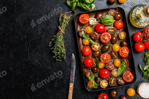 Preview: Trays of fresh different color cherry tomatoes