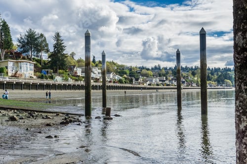 Preview: A View Of The Boardwalk At Redondo Beach, Washington. The Tide Is Low.
